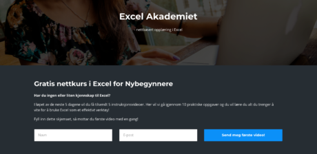 Eksempel på landingsside til nettkurs